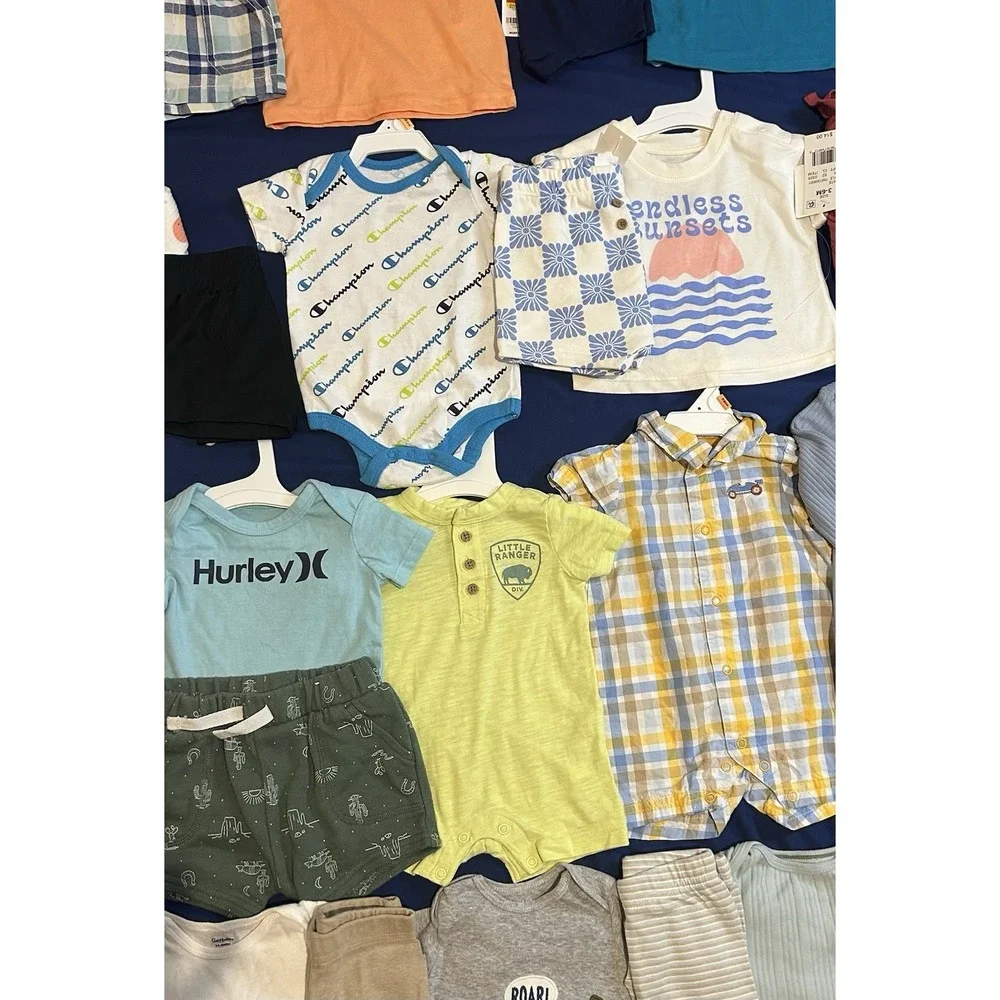 Huge Lot Baby Boys Summer Clothes Newborn 3/6 Months NEW &EC Carters Nike Hurley